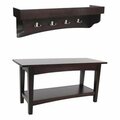 Bolton Furniture Shaker Cottage Bench And Coat Hooks With Tray- Espresso ASCA0309P0